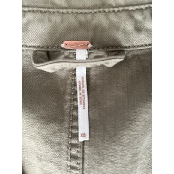 Free People Moon- Child Shirt Jacket Women XS Green Distressed Relaxed Army - Picture 3 of 9